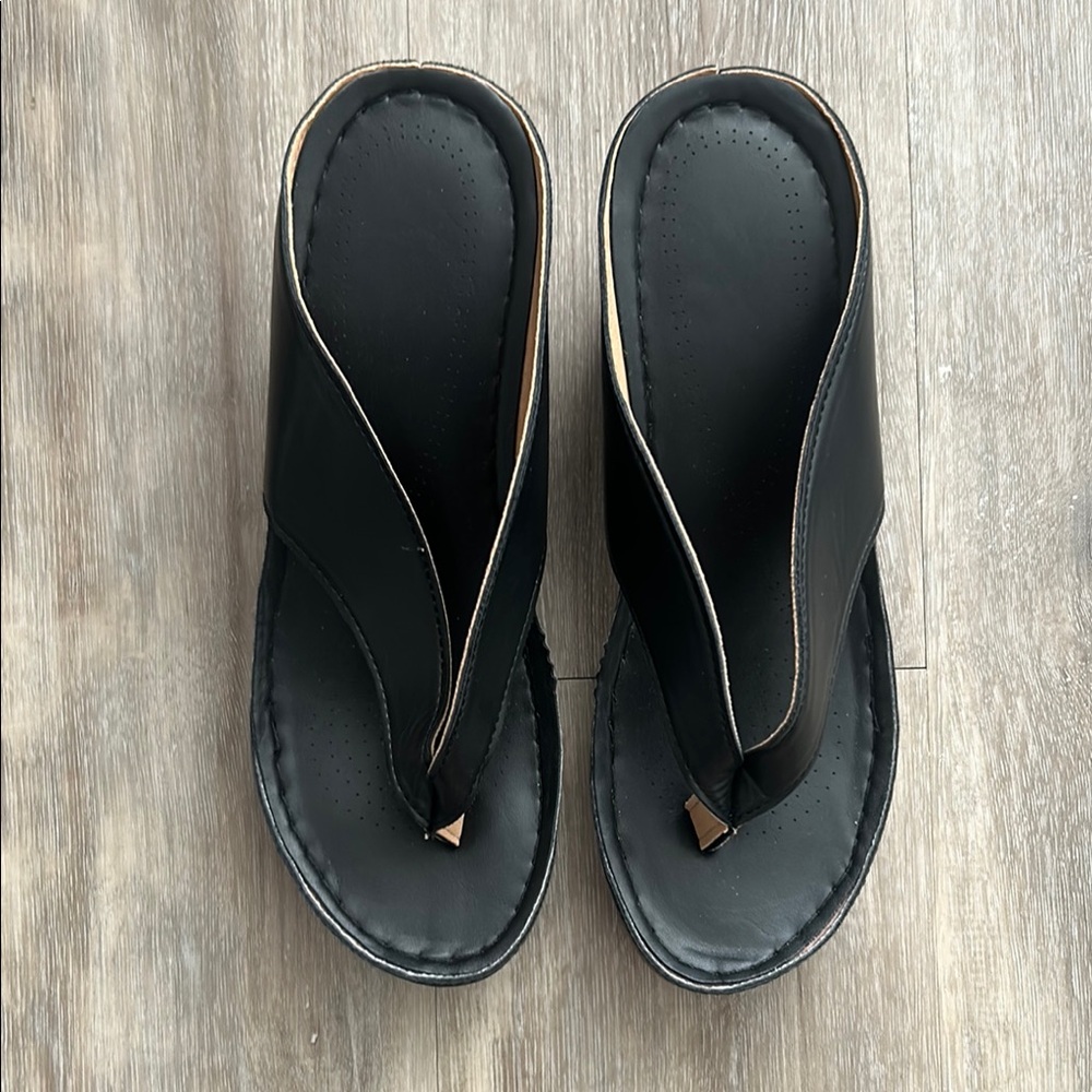 Black Leather Sandals